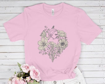 トップス Y's girl&flower print design t-shirts Graphic Baby Tees for Women Y2k Flower Print Short Sleeve