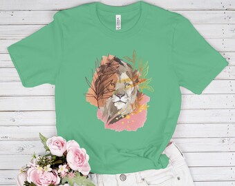 Animal Shirt, Lion Shirt - Watercolor Shirt, Botanical Shirt - Safari Shirt, T Shirt Men Women - Kids Shirt, Animal Lover Gift T395