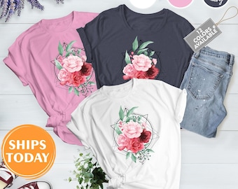 3D Printed T-Shirts Modern Style Pink Peonies Flowers Spring Flower Seasonal Nature Oil Painting Short Sleeve Tops Tees