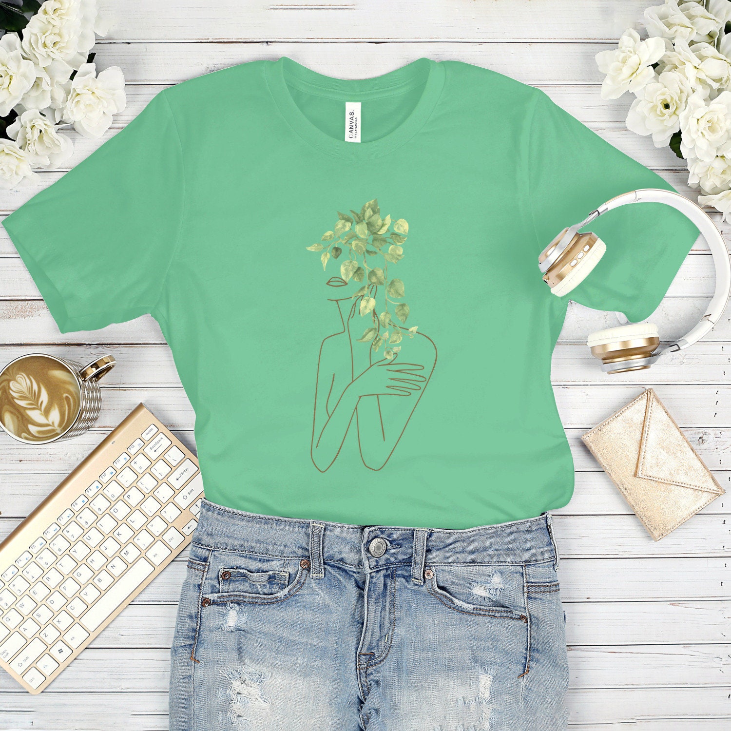 Botanical Shirt, Aesthetic T Shirt - Womens Tshirts, Girls