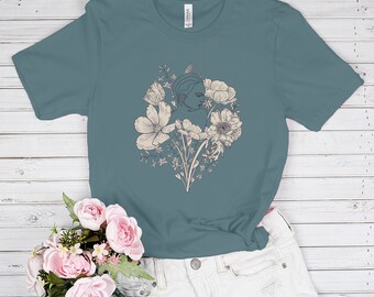 トップス Y's girl&flower print design t-shirts Graphic Baby Tees for Women Y2k Flower Print Short Sleeve