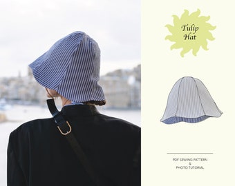 Summer Tulip Hat | Linen Hat | Bucket Hat Pattern | SIZE 52-64