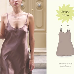 Simple Elegant Dress | Evening Dress | Satin Dress | PDF Pattern | Women&#39;s Sewing Patterns | Eu 34-44 | Uk 6-16
