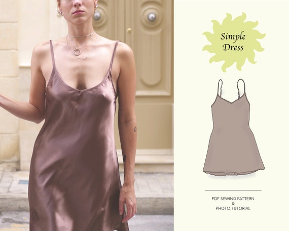 Simple Elegant Dress | Evening Dress | Satin Dress | PDF Pattern | Women's Sewing Patterns | Eu 34-44 | Uk 6-16