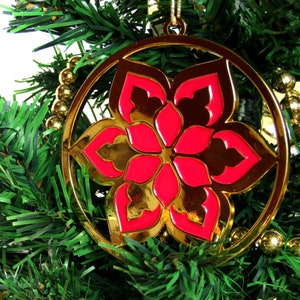 Christmas tree decoration, red or blue enameled Christmas ball, traditional pink ornament, handmade