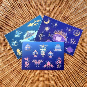 A6 sticker sheet, turtle and zeppelin