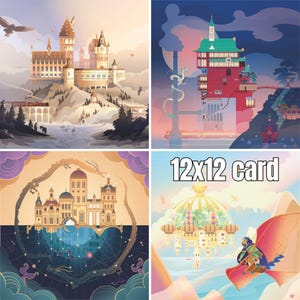 Carte postale carrée nacrée à encadrer, Univers fantastiques, illustration digitale