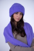 Made to order Angora wool set of two Double fold beanie Hat and Shawl Scarf Lavender Handmade Gift For Her product logo