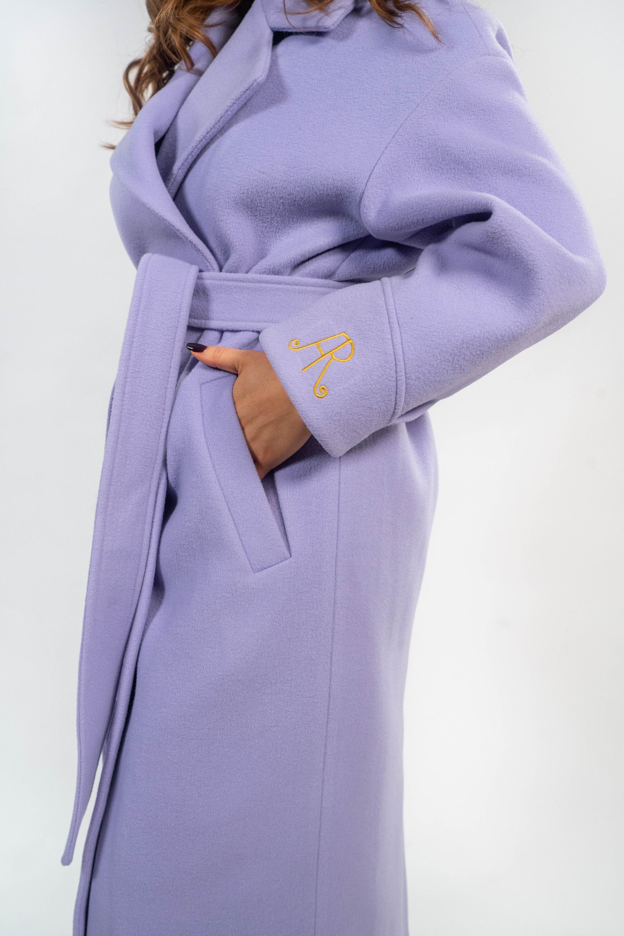 100 Wool Coat in Lavender Purple Very Peri Winter Jacket Watercolour Illustrated Lining Etsy