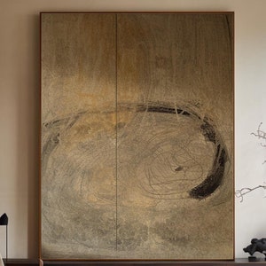 Super Large Textured Wall Art Brown Abstract Wall Art Brown Canvas Wall Painting Wabi Sabi Wall Art Brown Framed Minimalist Wall Painting