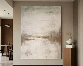 Beige Abstract Painting Brown Wabi-Sabi Wall Art Minimalist Art Beige Gray Abstract Wall Art Abstract Painting on Canvas Texture Wall Art