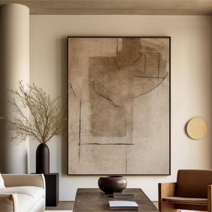 Beige Wall Painting Oversized Wall Art Brown Abstract Painting Brown Minimalist Wall Art Wabi Sabi Wall Art Textured Art Living Room Decor