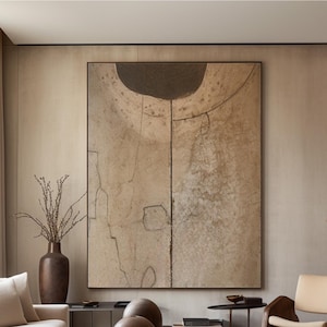 Wabi Sabi Abstract Canvas Art: Beige Brown Minimalist Painting