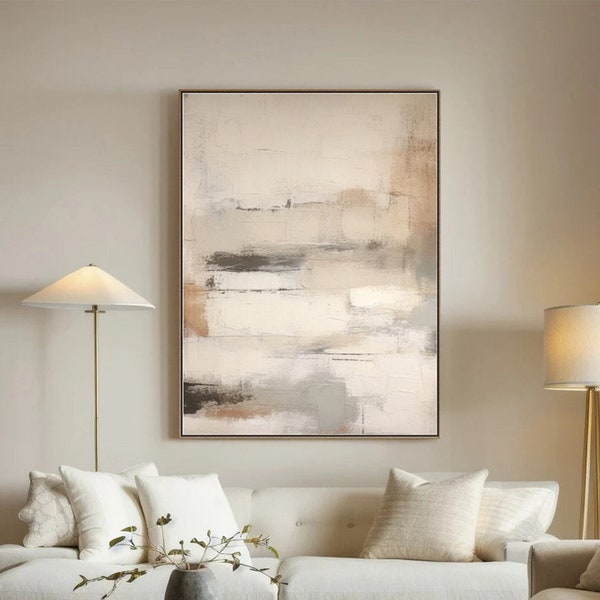 Beige Texture Wall Art Beige Painting Brown Painting Wabi-Sabi Wall Art Sofa Wall Art Large Beige Abstract Painting on Canvas Sofa Wall Art