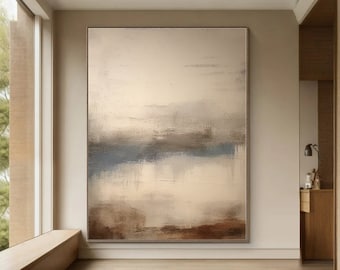 Beige Modern Simple Abstract Painting Minimalist Wall Art Wabi-Sabi Wall Art Beige Texture Painting Wall Canvas Art Neutral Wall Decor
