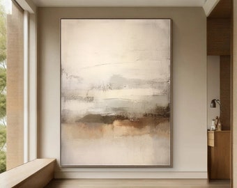 Beige Abstract Painting Beige Minimalist Wall Art Beige Wabi Sabi Painting 3D Textured Painting Beige Painting Beige Abstract Painting
