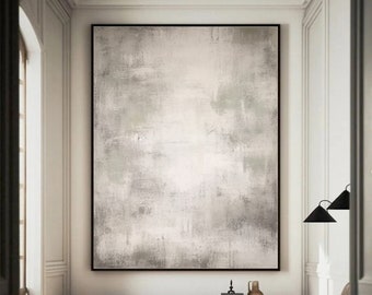 Art mural blanc beige Art mural beige Peinture faite main Art mural minimaliste beige Cadeau pour elle Art mural abstrait Décoration murale moderne