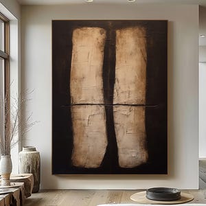 Black And Brown Abstract Painting Medieval Wall Decor Wabi-Sabi Black Brown Wall Art Black Neoclassicism Wall Decor Super Large Abstract Art