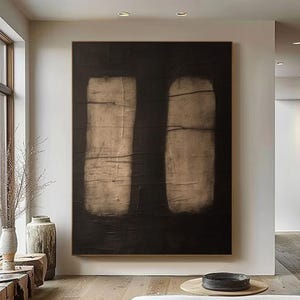 Brown Abstract Textured Painting, Brown Wabi-Sabi Wall Art, Modern Minimalist Wall Art, Handmade Textured Canvas Art, Brown Modern Wall Art