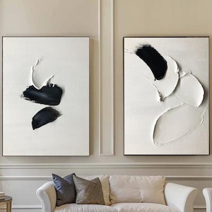 Beige Balck Textured Wall Art Set of 2 Textured Painting Modern Art Paintings Minimalist Painting Textured Wall Art Beige Wall Painting
