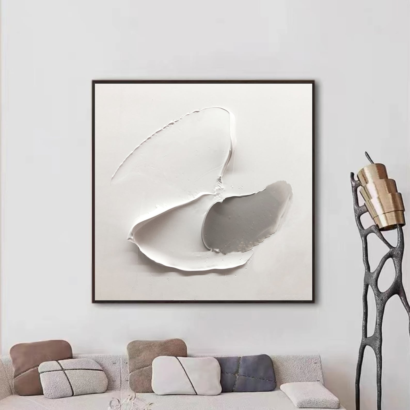 Large Gray White Painting Wabi Sabi Wall Art Textured Canvas - Etsy