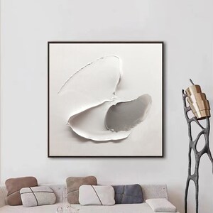 Large Gray White Painting Wabi Sabi Wall Art Textured Canvas - Etsy