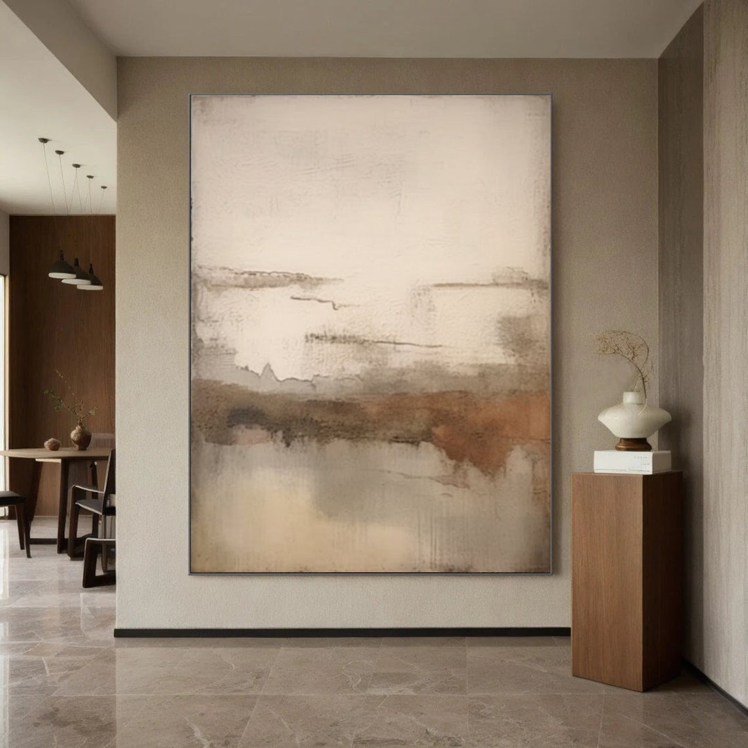 Large Minimalist Beige Textured Wall Art Oversize Beige Abstract ...