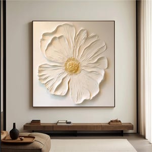 Neutral Beige Floral Wall Art Beige Abstract Flower Large Canvas ...