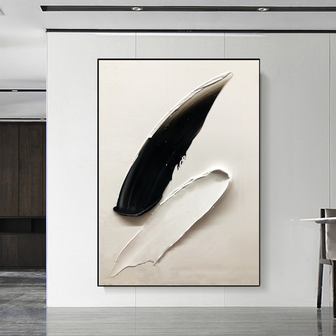 Large Original Abstract Painting Black and White 3D Textured - Etsy