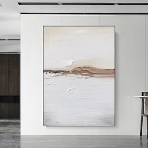 Beige Minimalist Painting Brown Textured Canvas Painting Beige Textured Wall Art Brown Living Room Wall Art Modern Wall Minimalist Art