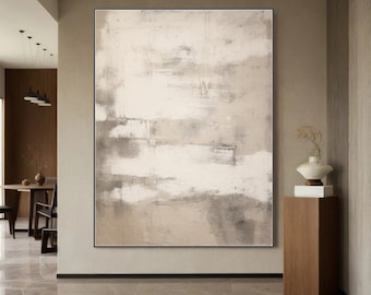 Beżowa sztuka Wabi Sabi na płótnie, abstrakcyjny obraz, beżowy, teksturowany obraz na płótnie, sztuka ścienna Wabi Sabi, minimalistyczna sztuka ścienna, nowoczesna dekoracja ścienna