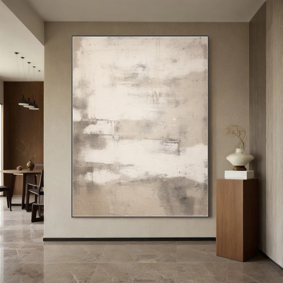 Beige Wabi Sabi Art on Canvas Abstract Painting Beige Textured Canvas Painting Wabi Sabi Wall Art Minimalist Wall Art Modern Wall Decor