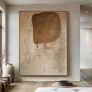 Beige Wabi Sabi Wall Art Brown Texture Painting on Canvas Large Beige Minimalist Wall Art Beige Texture Painting Modern Abstract Wall Decor