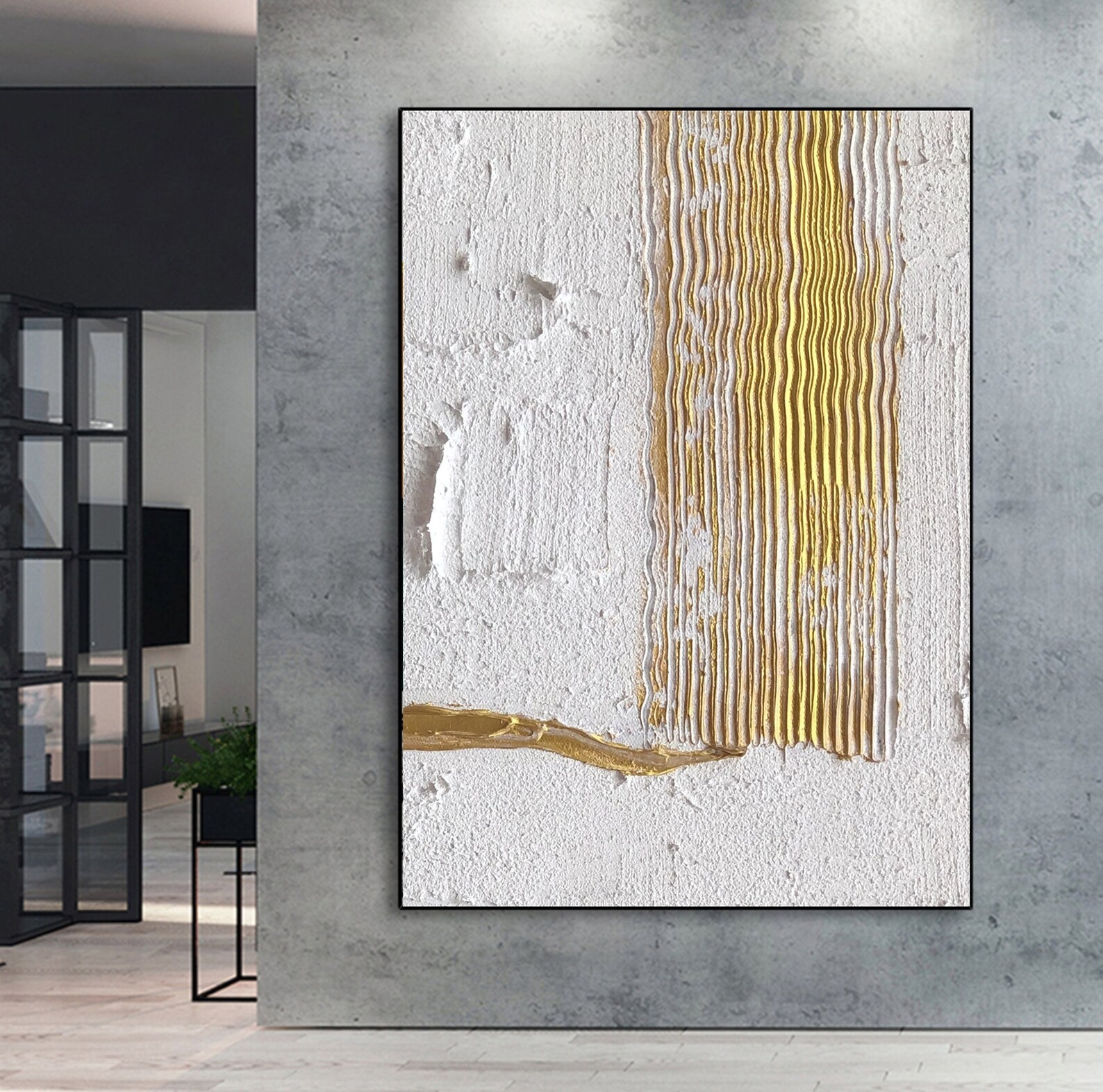 Gold and White Abstract Painting Gold Abstract Painting on Etsy