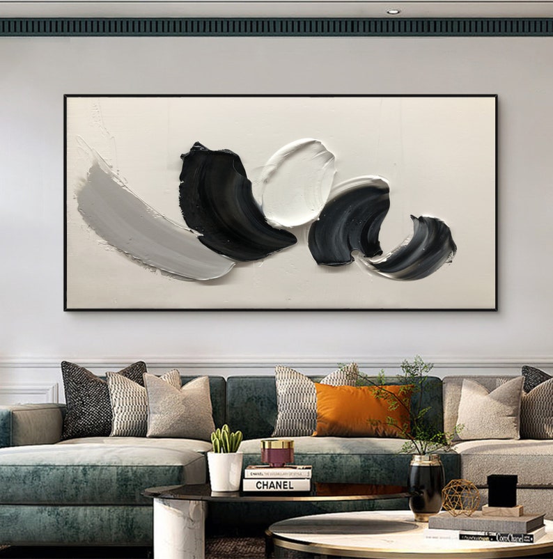 Black and White Texture Painting Texture Wall Art Minimalist Abstract