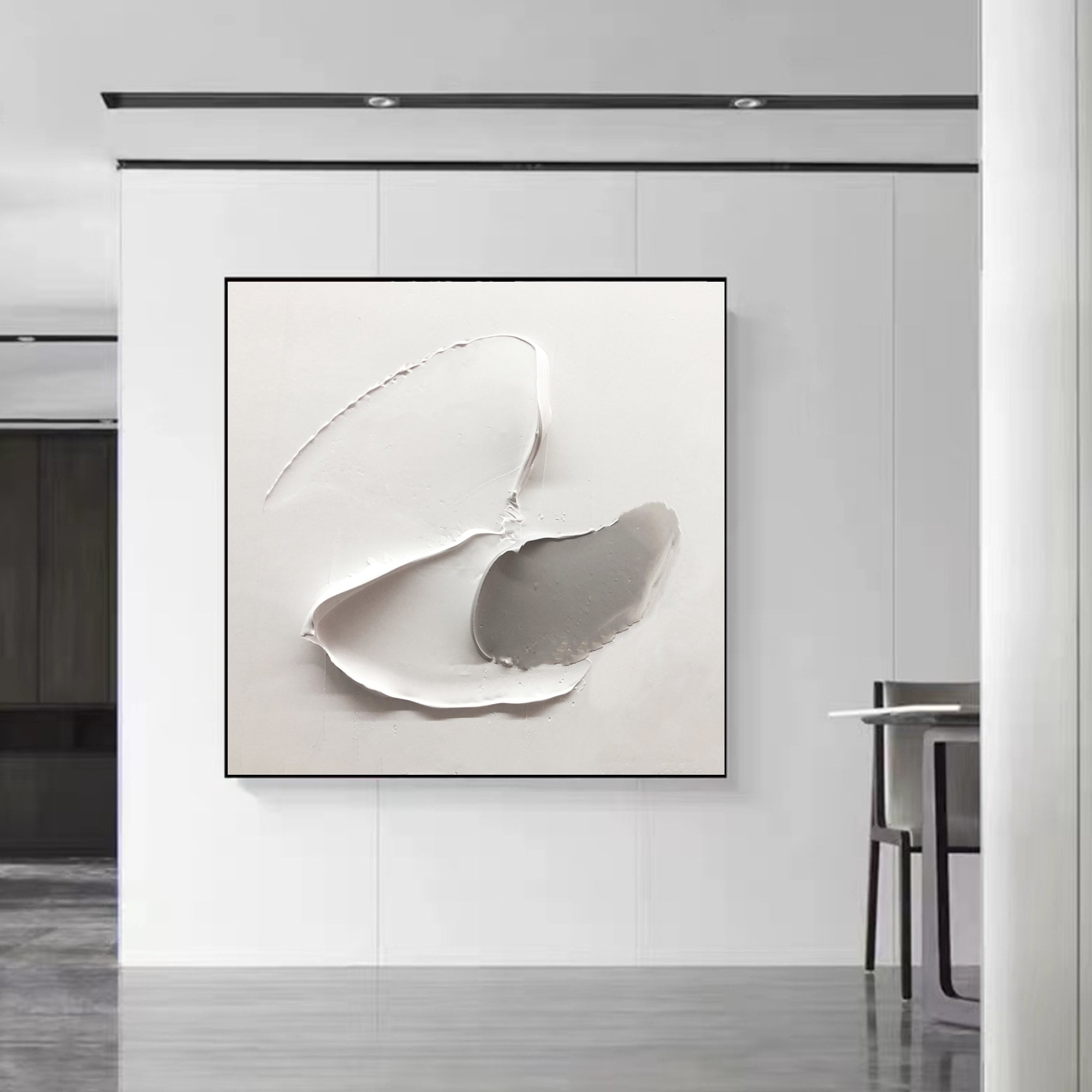 Large Gray White Painting Wabi Sabi Wall Art Textured Canvas - Etsy