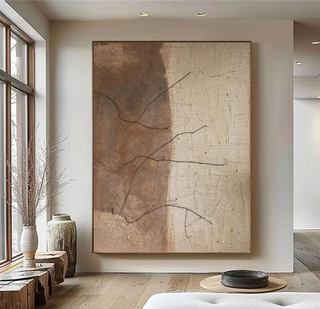 Wabi Sabi Textured Canvas Art Minimalist Wall Art Brown Wabi Sabi ...