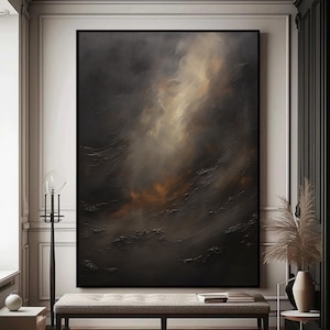 Black Painting Black Textured Wall Art Wabi-Sabi Wall Art Texture Painting on Canvas Black Wall Art Gold Abstract Painting Modern Wall Decor