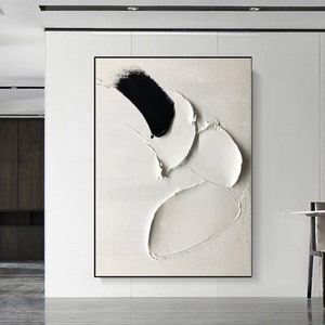 Nero Moderno Semplice Astratto Dipinto Arte Texture Pesante Tela Texture Pittura Decorazione da Parete Neutra Bianca Nero Bianco Con Cornice Texture Arte