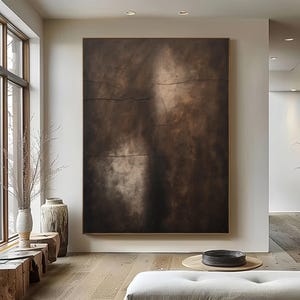 Black And Brown Abstract Painting Super Large Abstract Art Medieval Wall Decor Black Brown Wabi-Sabi Wall Art Black Neoclassicism Wall Decor