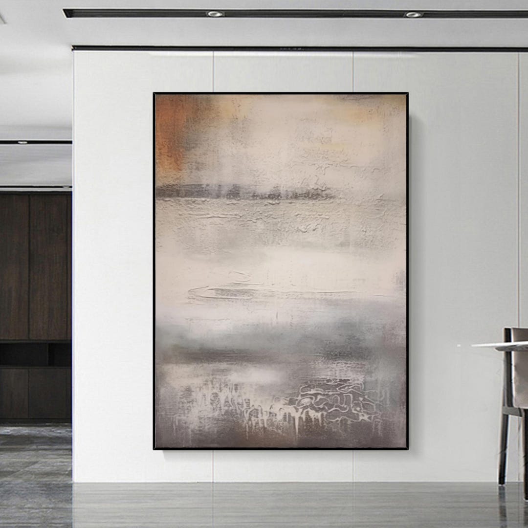 Gray Wabi Sabi Wall Art Oversized Textured Painting Brown Oil Painting ...