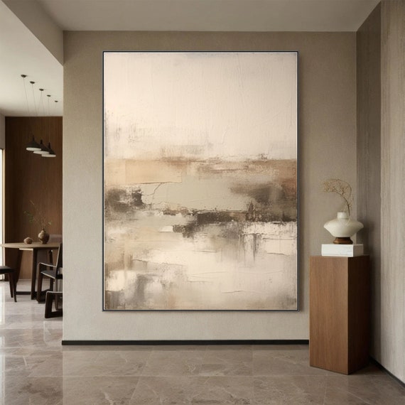 Beige Wall Art Brown Oversized Wall Art Beige Abstract Painting Wabi Sabi Wall Art Brown Beige Minimalist Painting Living Room Wall Decor