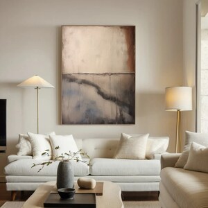 Original Beige Abstract Painting Beige Wabi Sabi Wall Art Scandinavian Art Minimalist Wall Art 3D Textured Painting Sofa Abstract Wall Art image 3