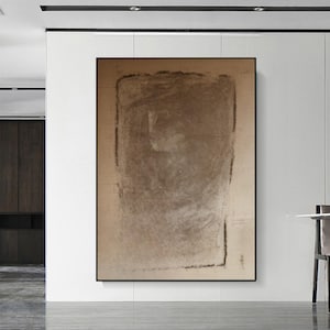 Beige Textured Painting On Canvas 3D Textured Wall Art Beige Beige Wall Art Brown Wabi-Sabi Painting Minimalist Wall Art for Home Decor