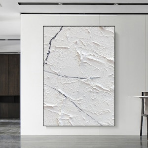 Weiße strukturierte Leinwand Malerei Wand Minimalistische Kunst Weiße strukturierte Wand Kunst gerahmte Leinwand Kunst 3D Textur Wandkunst moderne Wanddekoration