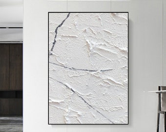 White Nordic Wall Art White Minimalist Art White Textured Painting White Abstract Painting White Abstract Art Modern White Wall Decor Gift