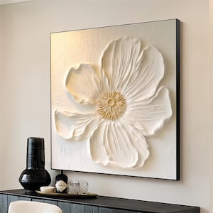 Original Texture Flower Painting,3D Texture Floral Wall Art,Large 3D Flower Oil Painting On Canvas,Hand Painted Modern Art Living Room Decor
