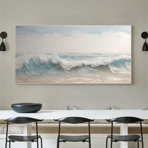 Original Ocean Wave Oil Painting On Canvas Large 3D Textured Wall Art Abstract Ocean Wave Decor Textured Ocean Wall Art Living Room Wall Art