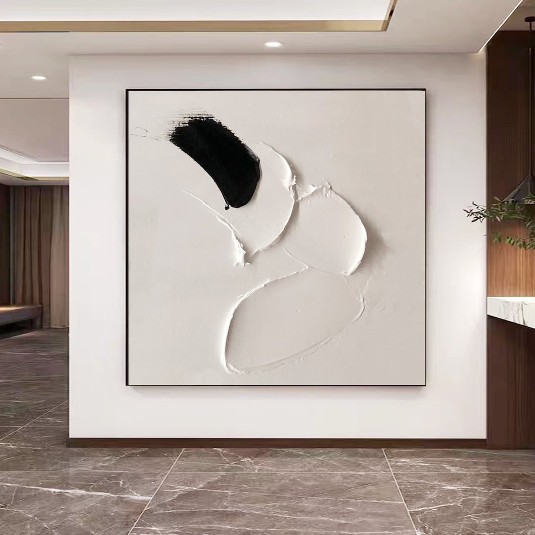 Large Black and White Abstract 3D Texture Painting, Modern Wall Art - Etsy
