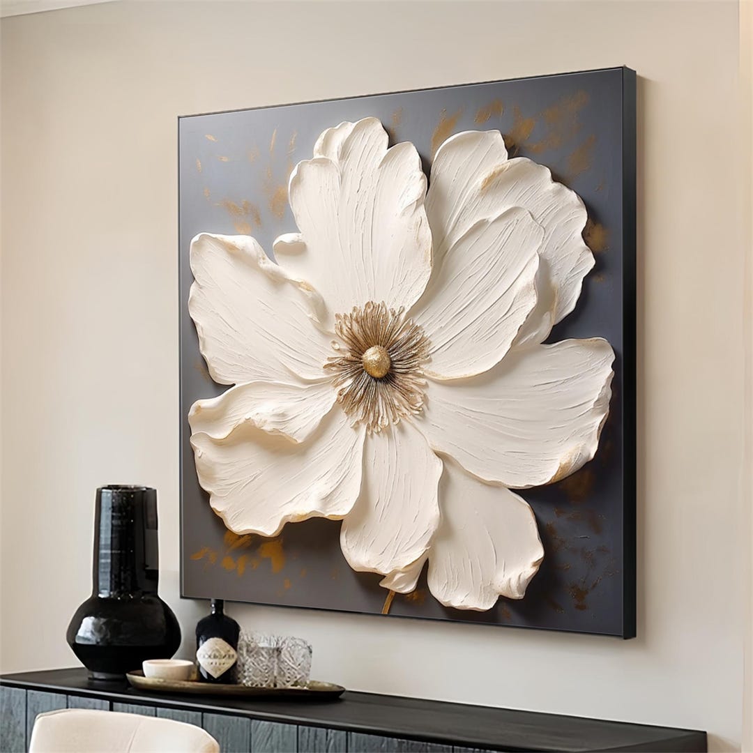 Large 3D Flower Oil Painting on Canvas,3d Texture Floral Wall Art,hand ...